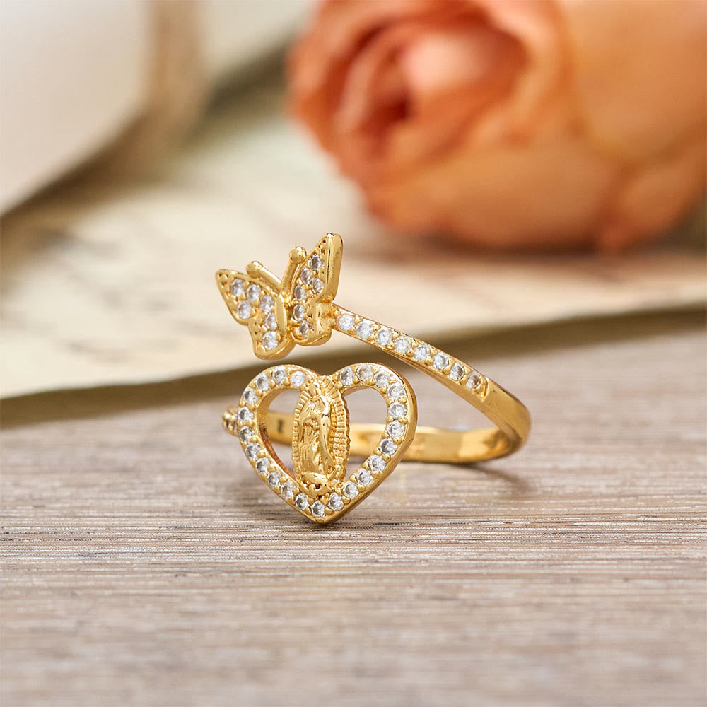 Christianartworkshop Ring mit Schmetterlings- und Herzmotiv: Symbol der heiligen Liebe und Gnade - image 5
