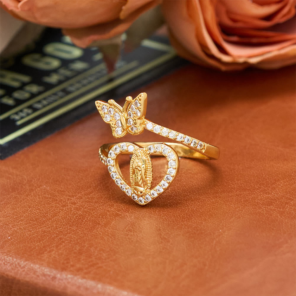 Christianartworkshop Ring mit Schmetterlings- und Herzmotiv: Symbol der heiligen Liebe und Gnade - image 3