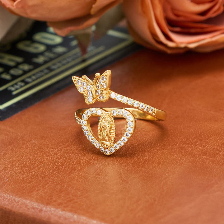 Christianartworkshop Ring mit Schmetterlings- und Herzmotiv: Symbol der heiligen Liebe und Gnade - image 3