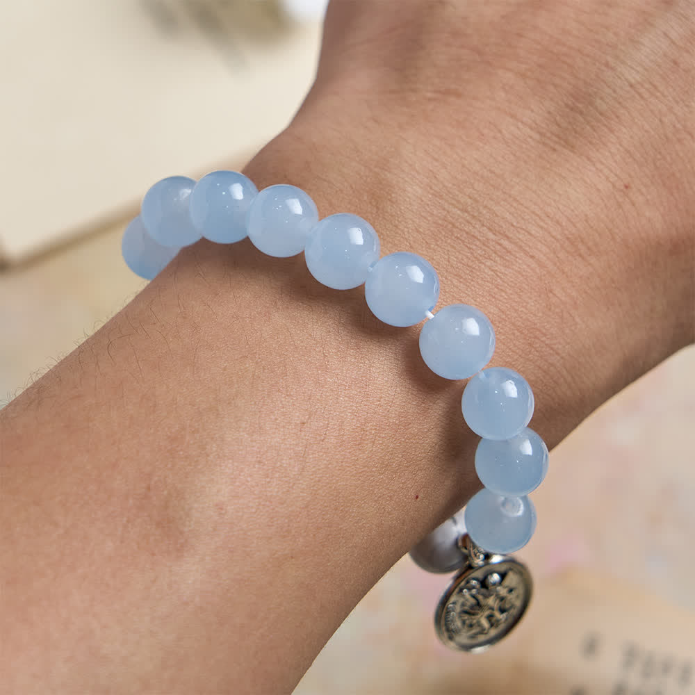 Christianartworkshop Armband aus natürlichem Howlithstein mit dem Heiligen Michael: Hellblau & Rosa – Doppelter spiritueller Schutz - image 10