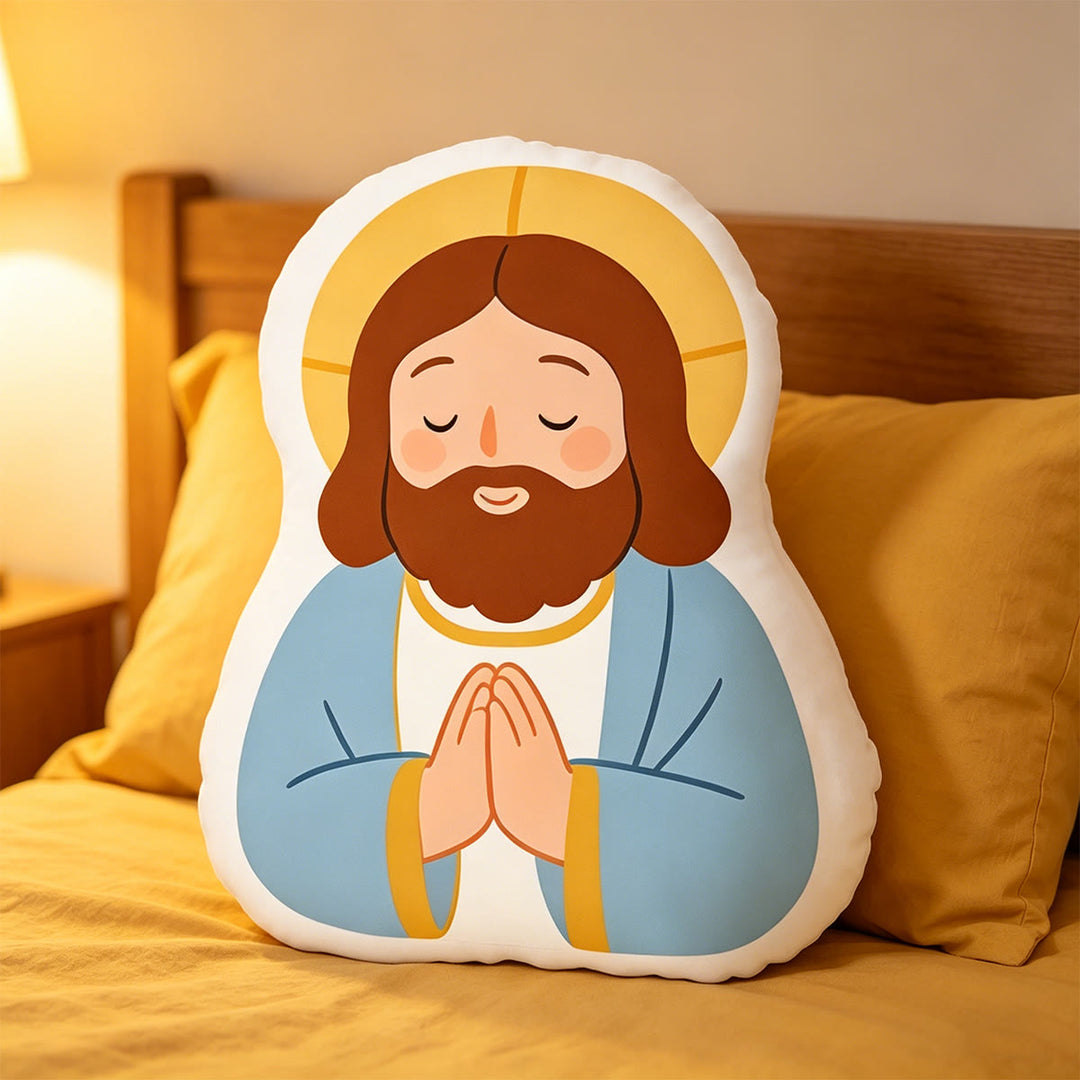 Christianartworkshop Kissen mit der Figur „Unsere Liebe Frau mit Lamm“: Symbol für zärtliche mütterliche Fürsorge und sanften Segen - image 6