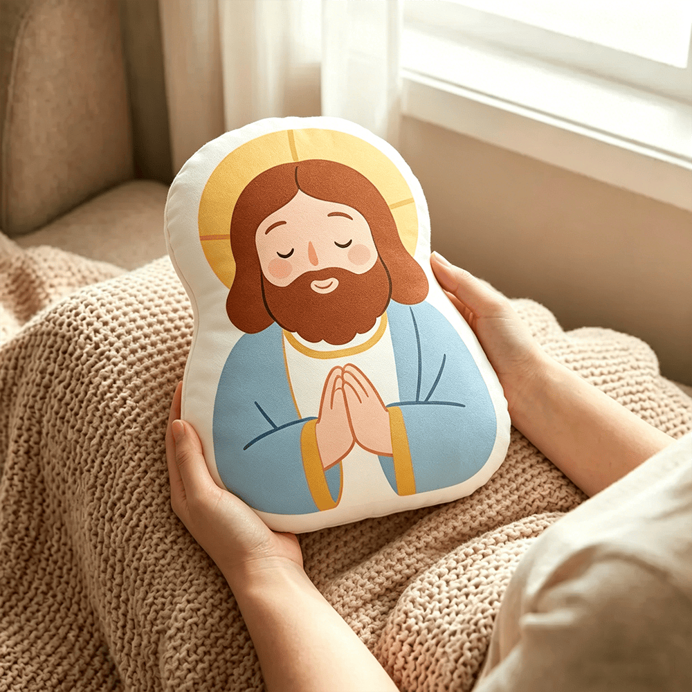 Christianartworkshop Kissen mit der Figur „Unsere Liebe Frau mit Lamm“: Symbol für zärtliche mütterliche Fürsorge und sanften Segen - image 9