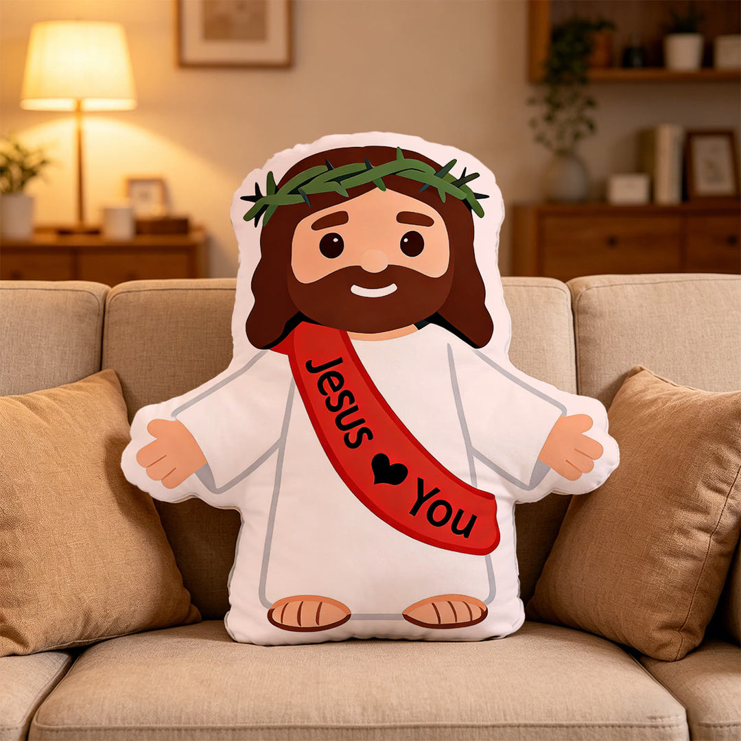 Christianartworkshop Dornenkrone-Jesus-Kissen mit offenen Armen: Eine warme Erinnerung an unendliche Liebe und Fürsorge - 24 Zoll (60 cm) - image 0