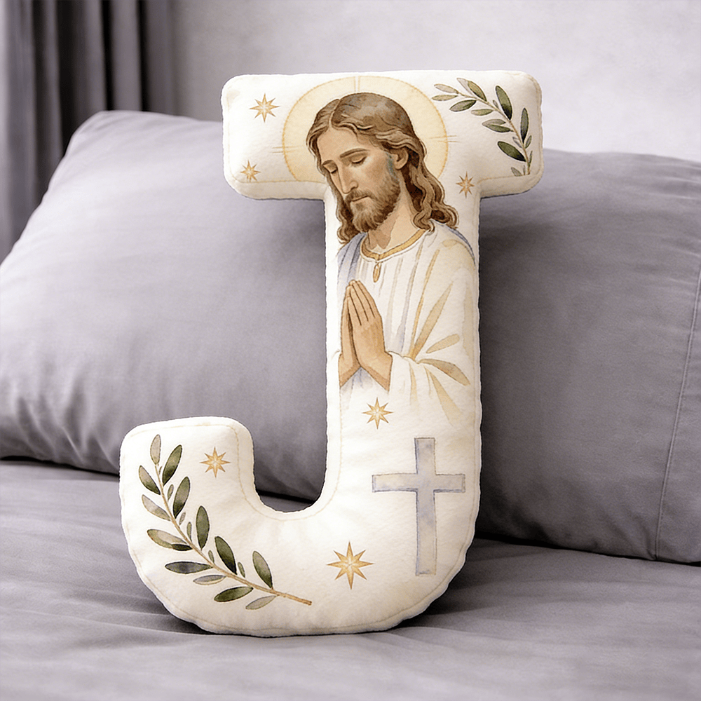 Christianartworkshop Kissen in Form eines betenden Jesuskreuzes: Symbol für andächtiges Gebet und zeitlosen Glauben - 24 Zoll (60 cm) - J - image 0