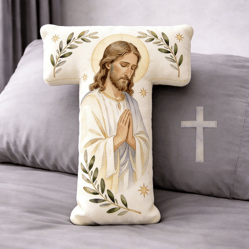 Christianartworkshop Kissen in Form eines betenden Jesuskreuzes: Symbol für andächtiges Gebet und zeitlosen Glauben - 24 Zoll (60 cm) - T - image 19