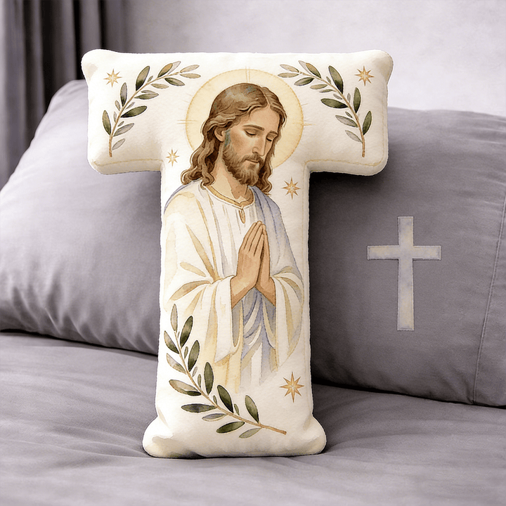 Christianartworkshop Kissen in Form eines betenden Jesuskreuzes: Symbol für andächtiges Gebet und zeitlosen Glauben - 24 Zoll (60 cm) - T - image 19