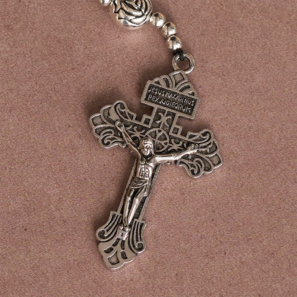 Christianartworkshop Hämatit-Rosenkranz mit Rosenperlen, St.-Benedikt-Medaille und detailliertem Kruzifix - image 7