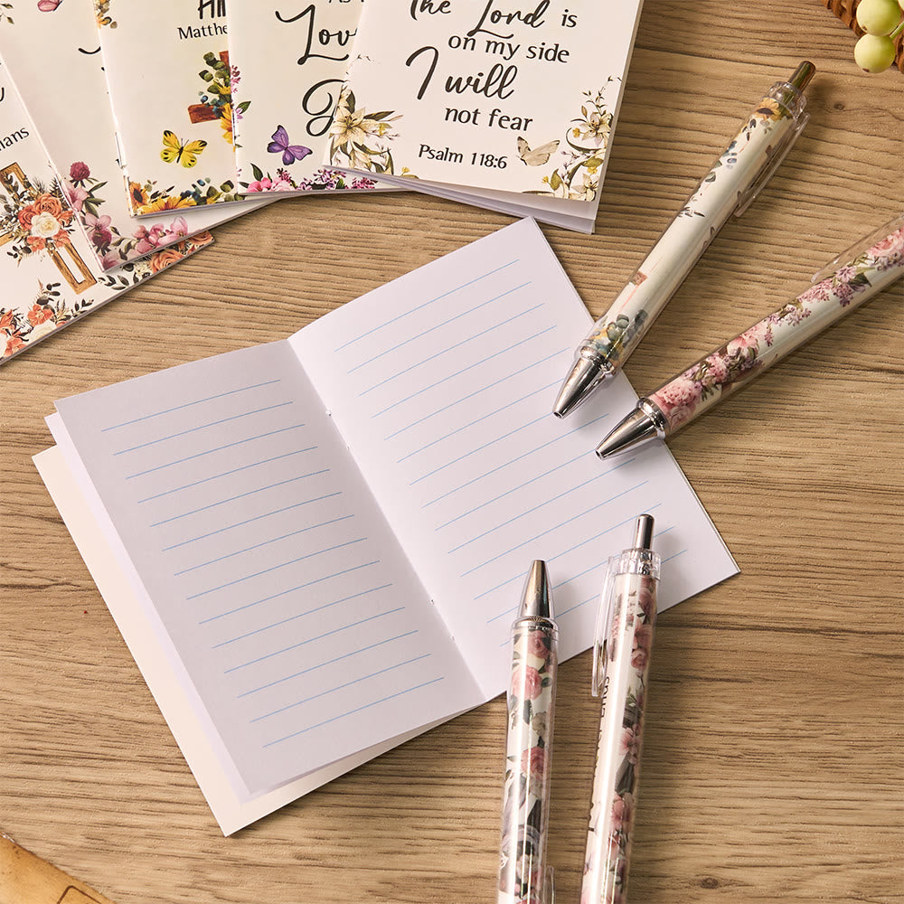 Christianartworkshop Geschenkset mit floralen Kreuz-Motiven, Motivationsstiften und Notizbüchern mit Bibelversen - image 1