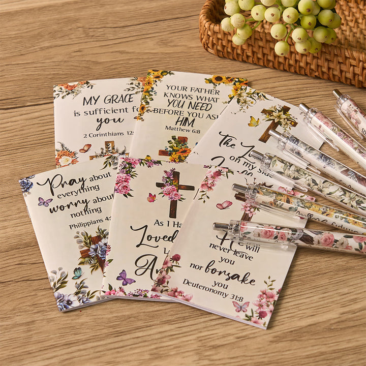 Christianartworkshop Geschenkset mit floralen Kreuz-Motiven, Motivationsstiften und Notizbüchern mit Bibelversen - image 4