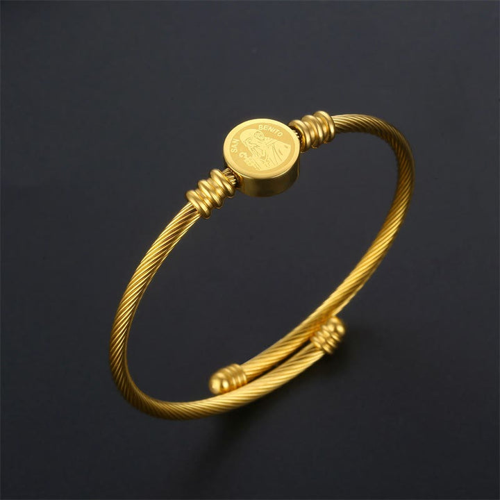 Christianartworkshop Armband- und Ringset mit Medaille des Heiligen Benedikt aus gedrehtem Kabel: Heiliges Symbol göttlichen Schutzes - image 2
