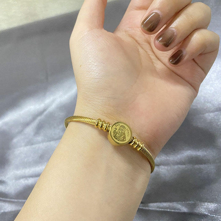Christianartworkshop Armband- und Ringset mit Medaille des Heiligen Benedikt aus gedrehtem Kabel: Heiliges Symbol göttlichen Schutzes - image 3