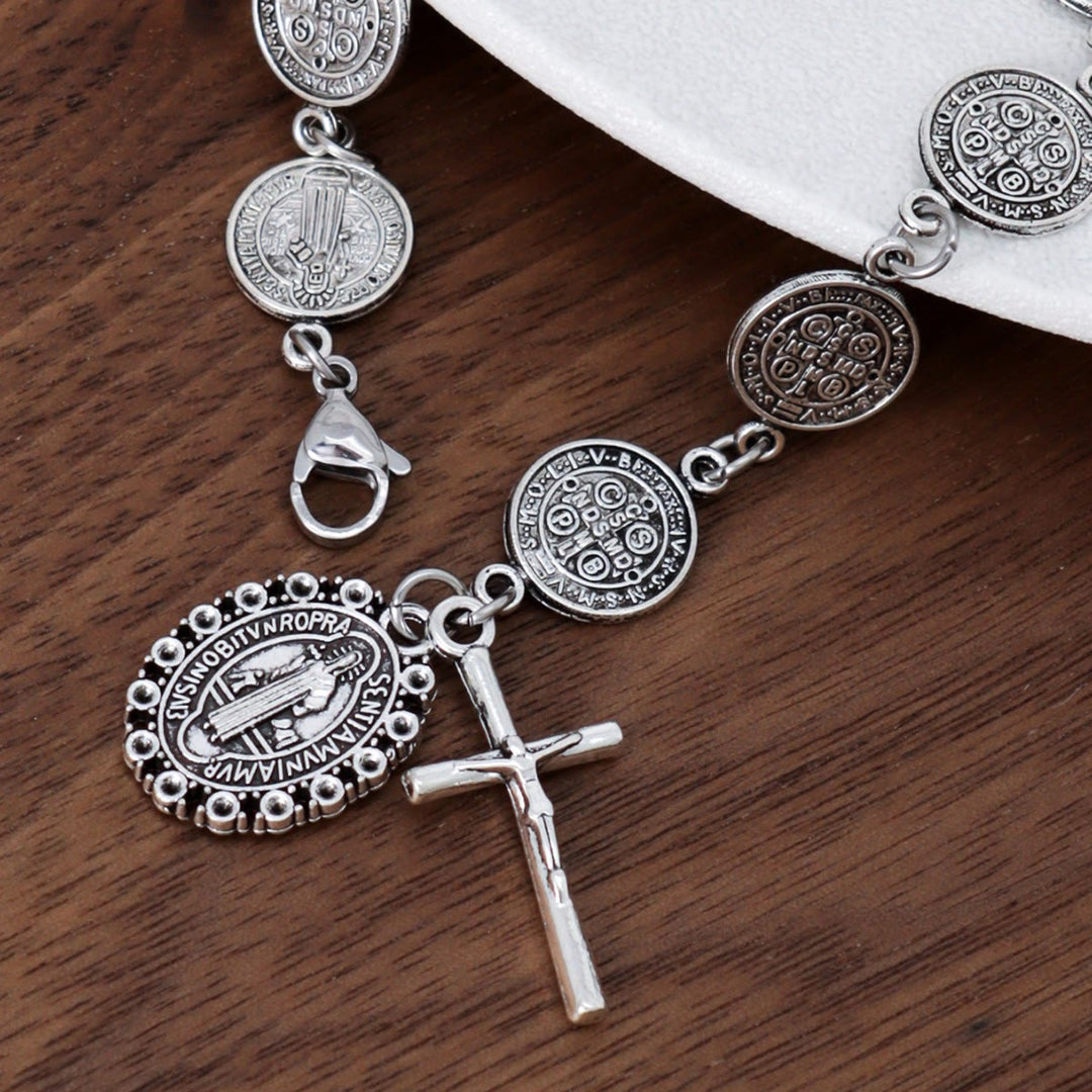 Christianartworkshop St.-Benedikt-Medaillenarmband mit Kruzifix-Anhänger: Heiliges Symbol göttlichen Schutzes - Der heilige Benedikt - image 0
