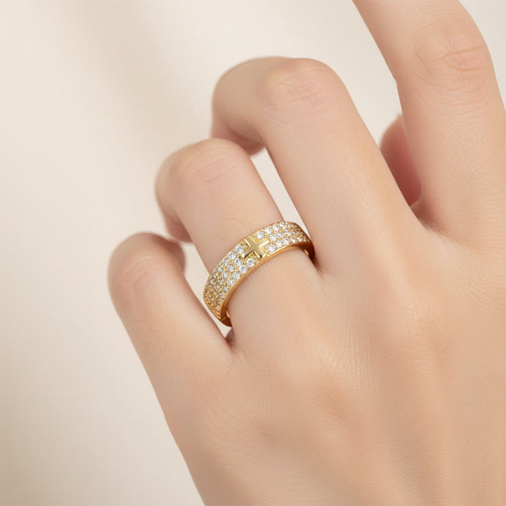 Christianartworkshop Offener, verstellbarer Ring mit Kristallkreuz: Symbol ewiger Hoffnung und Gnade - image 4