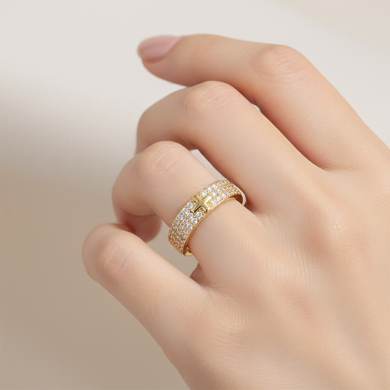 Christianartworkshop Offener, verstellbarer Ring mit Kristallkreuz: Symbol ewiger Hoffnung und Gnade - image 2
