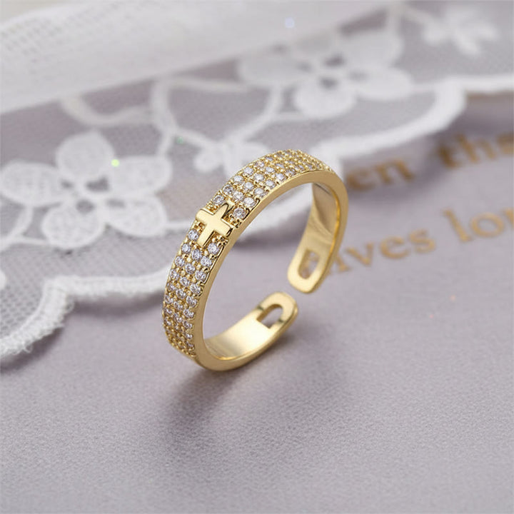 Christianartworkshop Offener, verstellbarer Ring mit Kristallkreuz: Symbol ewiger Hoffnung und Gnade - image 3