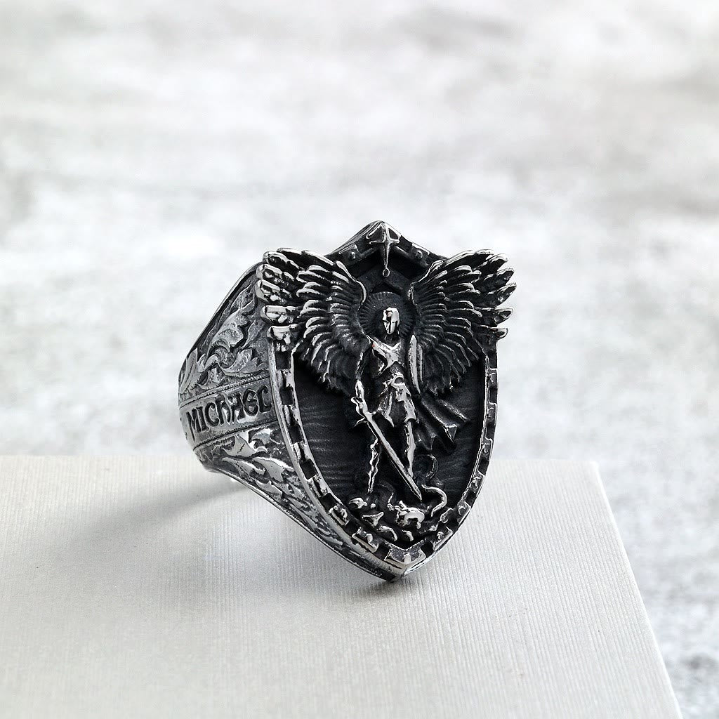 Christianartworkshop Ring mit dem Schild des Erzengels Michael: Zweifarbige Variante – Schmuckstück für den Finger, das Symbol des heiligen Schutzes und des Glaubens. - image 6