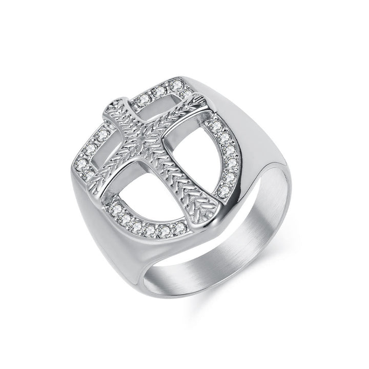 Christianartworkshop Schildförmiger Hohlkreuz-Zirkonring: 3 Farboptionen – Schmuck für Krieger des heiligen Glaubens - image 5