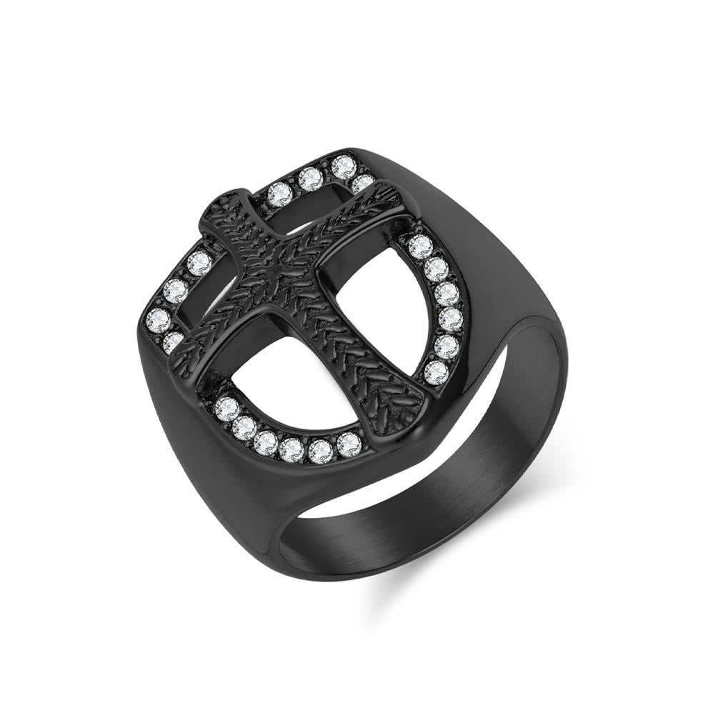 Christianartworkshop Schildförmiger Hohlkreuz-Zirkonring: 3 Farboptionen – Schmuck für Krieger des heiligen Glaubens - Schwarz - US 13 - image 7