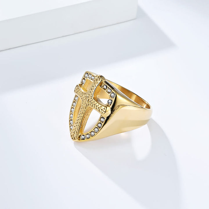 Christianartworkshop Schildförmiger Hohlkreuz-Zirkonring: 3 Farboptionen – Schmuck für Krieger des heiligen Glaubens - image 3
