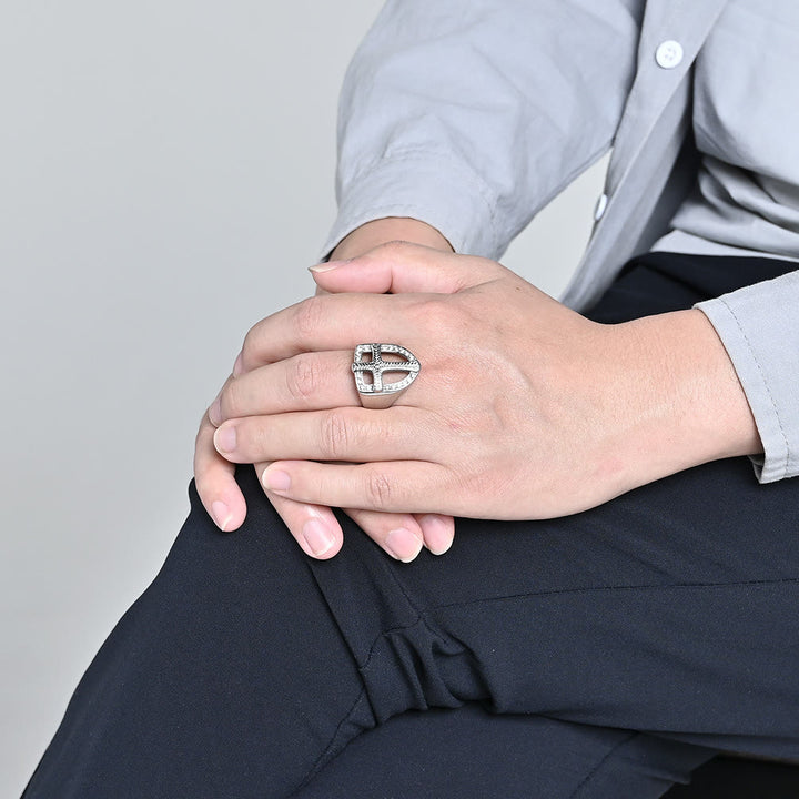 Christianartworkshop Schildförmiger Hohlkreuz-Zirkonring: 3 Farboptionen – Schmuck für Krieger des heiligen Glaubens - image 6