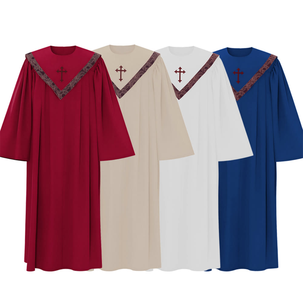 Formelle, mehrfarbige Priesterrobe von Christianartworkshop mit Kreuz und gemustertem Kragen - image 2
