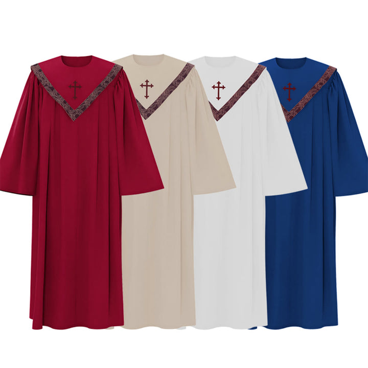 Formelle, mehrfarbige Priesterrobe von Christianartworkshop mit Kreuz und gemustertem Kragen - image 2