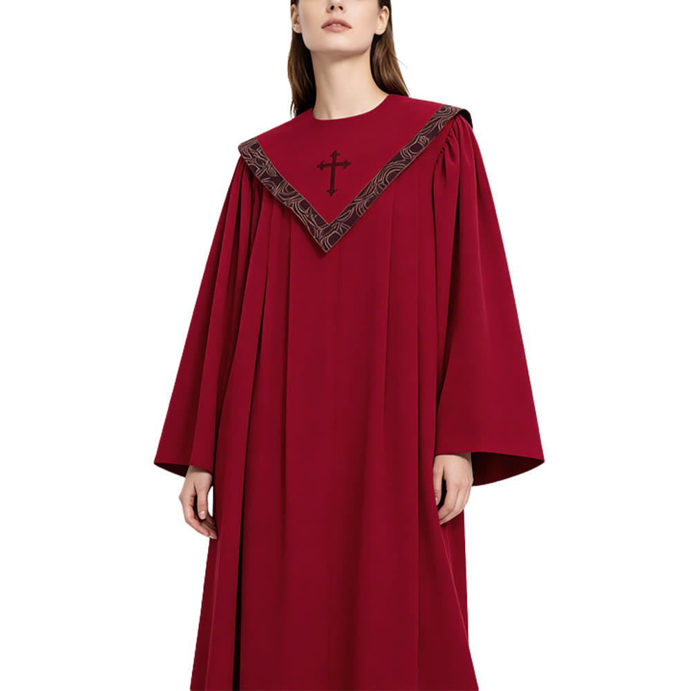Formelle, mehrfarbige Priesterrobe von Christianartworkshop mit Kreuz und gemustertem Kragen - image 6