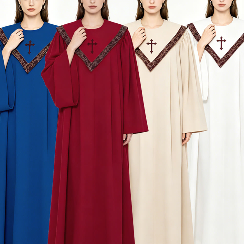 Formelle, mehrfarbige Priesterrobe von Christianartworkshop mit Kreuz und gemustertem Kragen - image 1