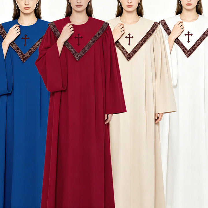 Formelle, mehrfarbige Priesterrobe von Christianartworkshop mit Kreuz und gemustertem Kragen - image 1