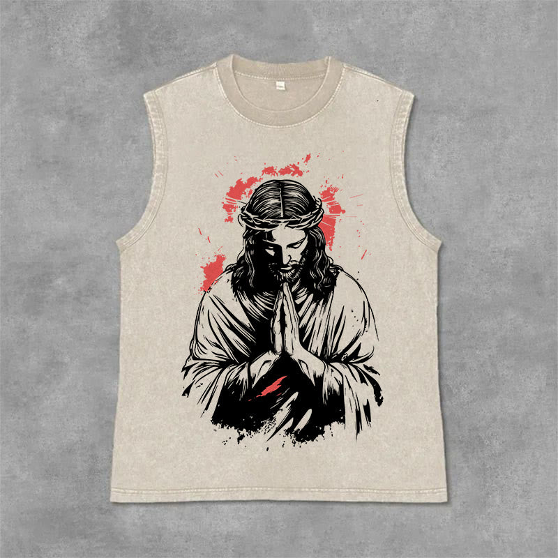 Christianartworkshop Tanktop mit Dornenkrone-Jesus-Motiv - Beige - 2XL - image 0