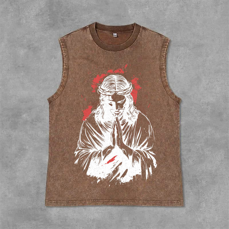 Christianartworkshop Tanktop mit Dornenkrone-Jesus-Motiv - Braun - 2XL - image 9