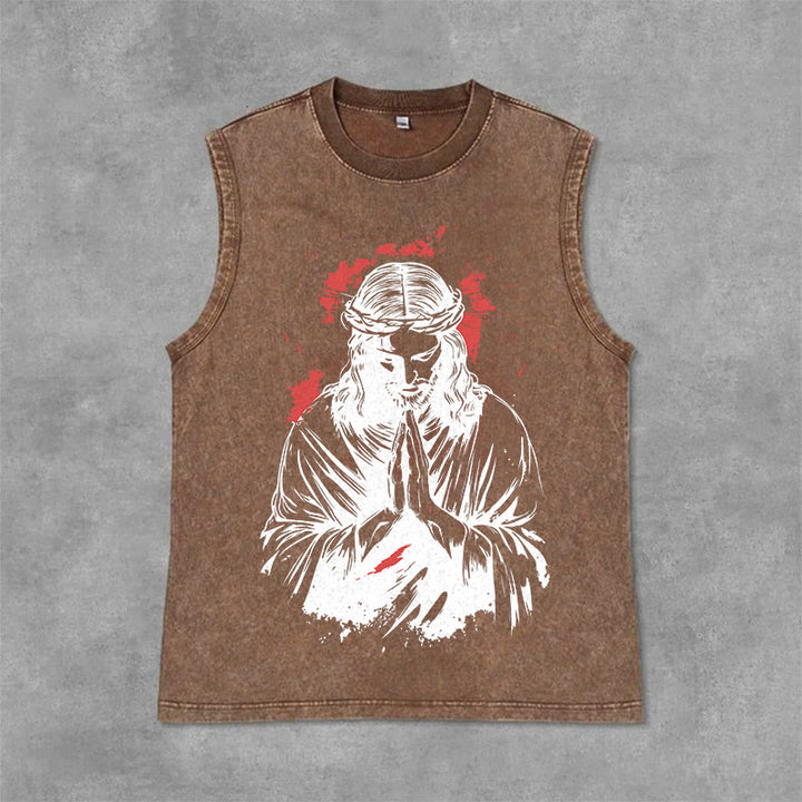 Christianartworkshop Tanktop mit Dornenkrone-Jesus-Motiv - Braun - 2XL - image 9