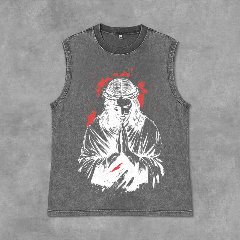 Christianartworkshop Tanktop mit Dornenkrone-Jesus-Motiv - Grau - 2XL - image 6