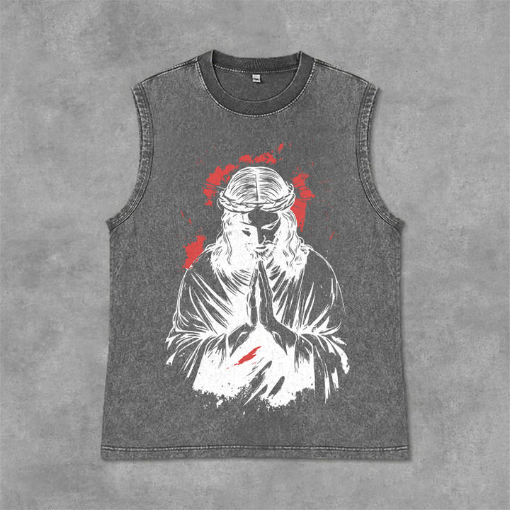 Christianartworkshop Tanktop mit Dornenkrone-Jesus-Motiv - Grau - 2XL - image 6