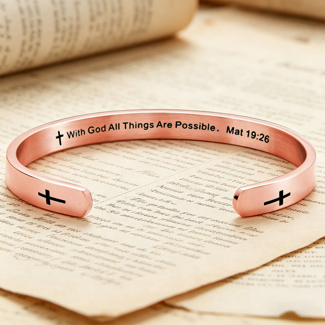 Christianartworkshop Armband mit Kreuzanhänger (Matthäus 19,26): Mit Gott ist alles möglich (Glaubenssymbol) - image 2