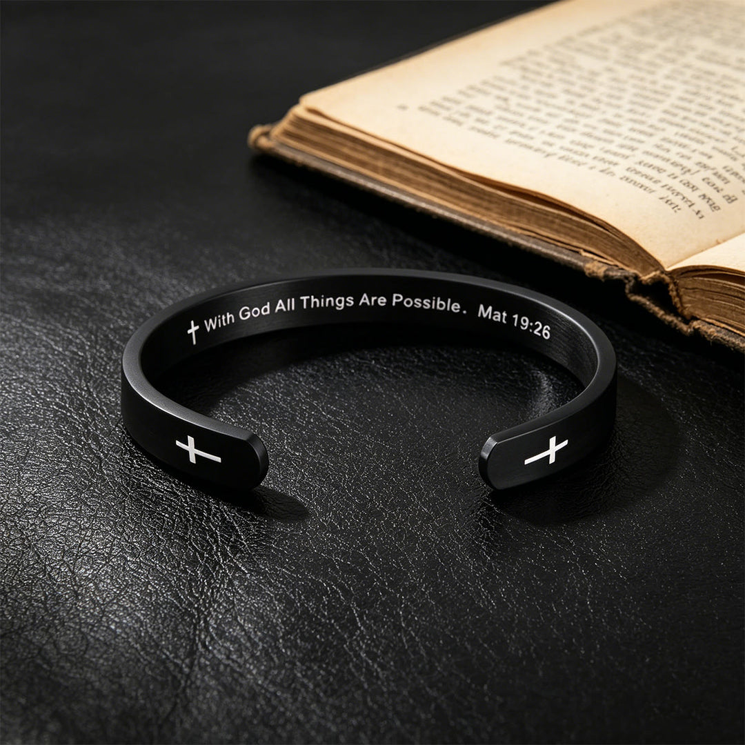 Christianartworkshop Armband mit Kreuzanhänger (Matthäus 19,26): Mit Gott ist alles möglich (Glaubenssymbol) - image 5