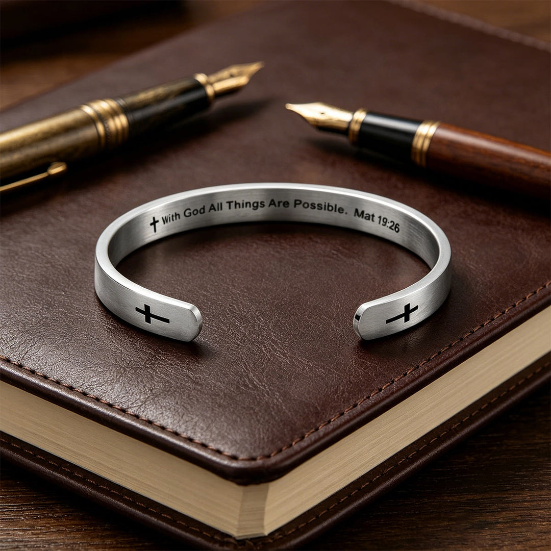Christianartworkshop Armband mit Kreuzanhänger (Matthäus 19,26): Mit Gott ist alles möglich (Glaubenssymbol) - Silber - image 8