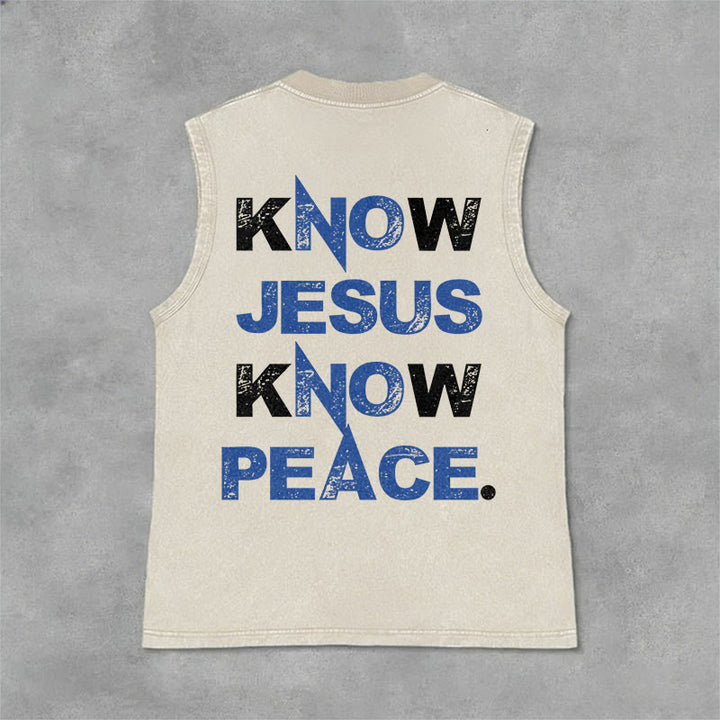 Christianartworkshop Kenne Jesus, kenne Frieden – Unisex-Tanktop - Beige - 2XL - image 6