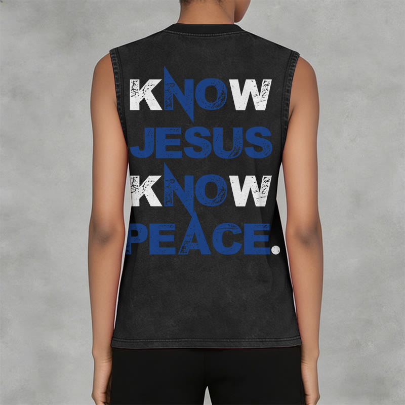 Christianartworkshop Know Jesus Know Peace Unisex Washed Tank Top - image 11