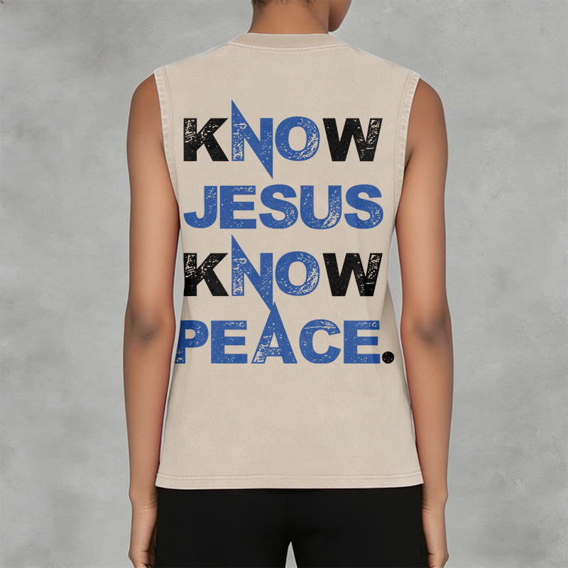 Christianartworkshop Know Jesus Know Peace Unisex Washed Tank Top - image 8