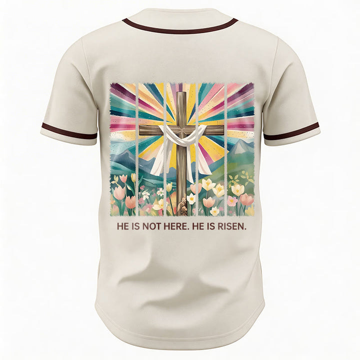 Christianartworkshop Er ist nicht hier, er ist auferstanden Glauben Unisex Baseballtrikot - image 5