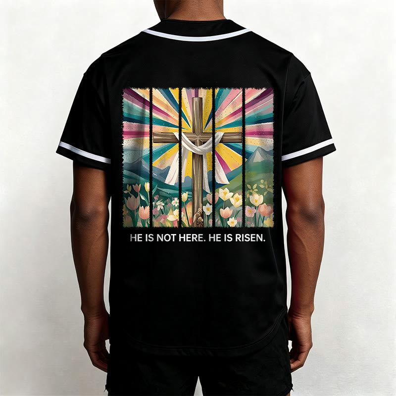 Christianartworkshop Er ist nicht hier, er ist auferstanden Glauben Unisex Baseballtrikot - image 15