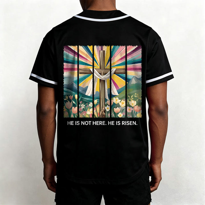 Christianartworkshop Er ist nicht hier, er ist auferstanden Glauben Unisex Baseballtrikot - image 15