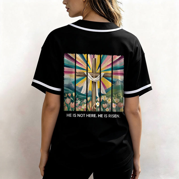 Christianartworkshop Er ist nicht hier, er ist auferstanden Glauben Unisex Baseballtrikot - image 17