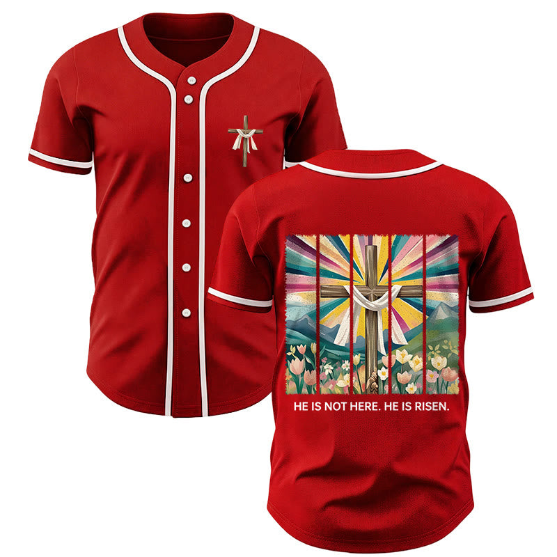 Christianartworkshop Er ist nicht hier, er ist auferstanden Glauben Unisex Baseballtrikot - Rot - 5XL - image 21