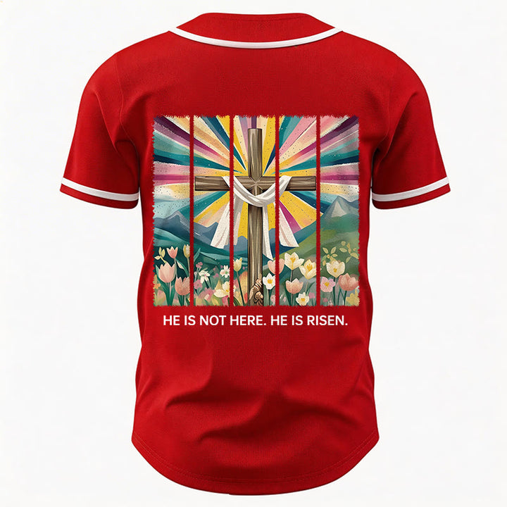 Christianartworkshop Er ist nicht hier, er ist auferstanden Glauben Unisex Baseballtrikot - image 26