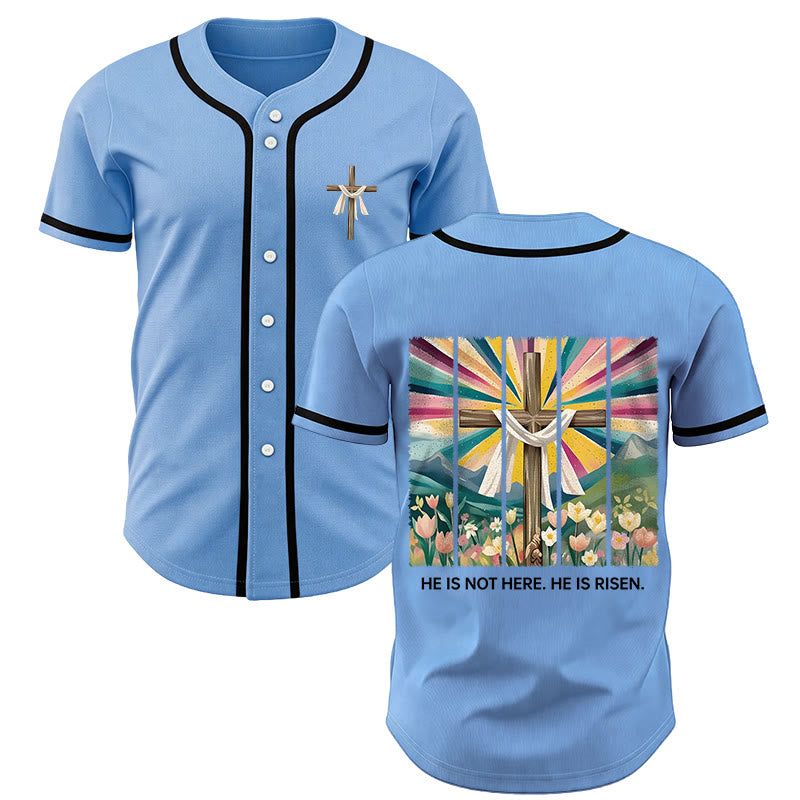 Christianartworkshop Er ist nicht hier, er ist auferstanden Glauben Unisex Baseballtrikot - Blau - 5XL - image 35