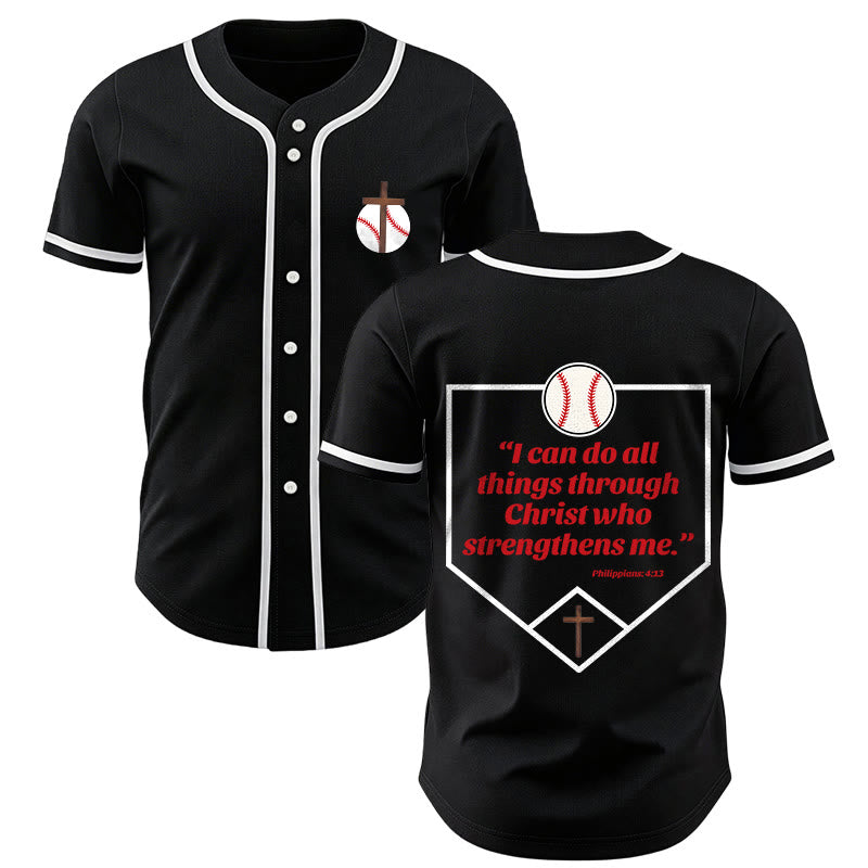 Christianartworkshop Philipper 4,13 Glaube Baseball-Trikot: Baseball-Kreuz-Motto Stärke Hingabe Sportshirt - Schwarz - 5XL - image 16
