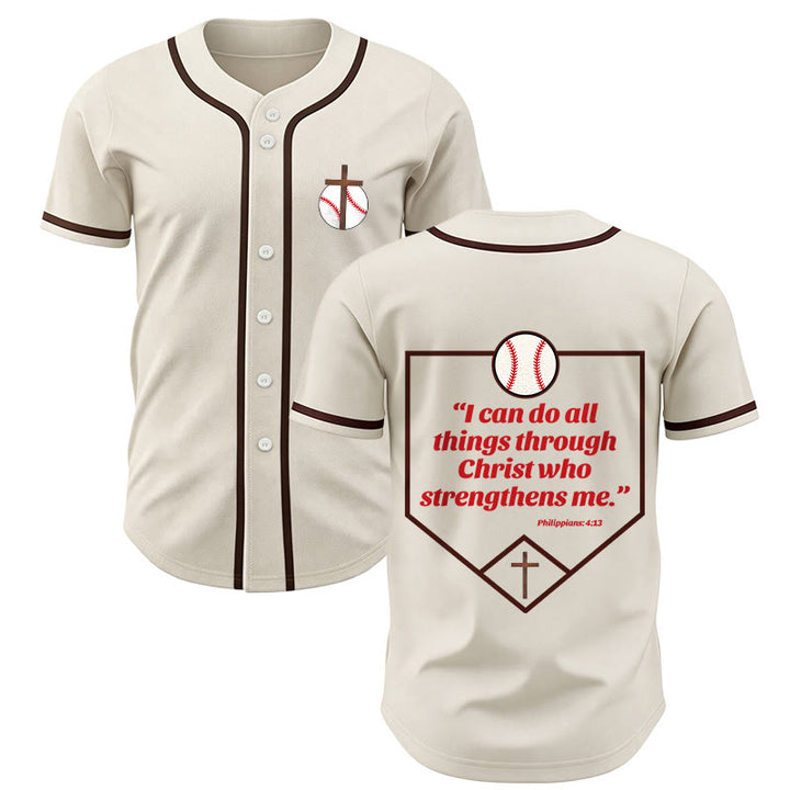 Christianartworkshop Philipper 4,13 Glaube Baseball-Trikot: Baseball-Kreuz-Motto Stärke Hingabe Sportshirt - Aprikose - 5XL - image 6