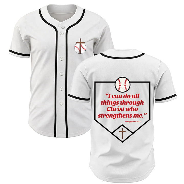 Christianartworkshop Philipper 4,13 Glaube Baseball-Trikot: Baseball-Kreuz-Motto Stärke Hingabe Sportshirt - Weiß - 5XL - image 11